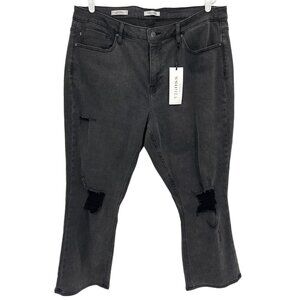 NEW VIGOSS Womens Distressed Crop Jeans Size 16 Stevie Straight Stretch Charcoal